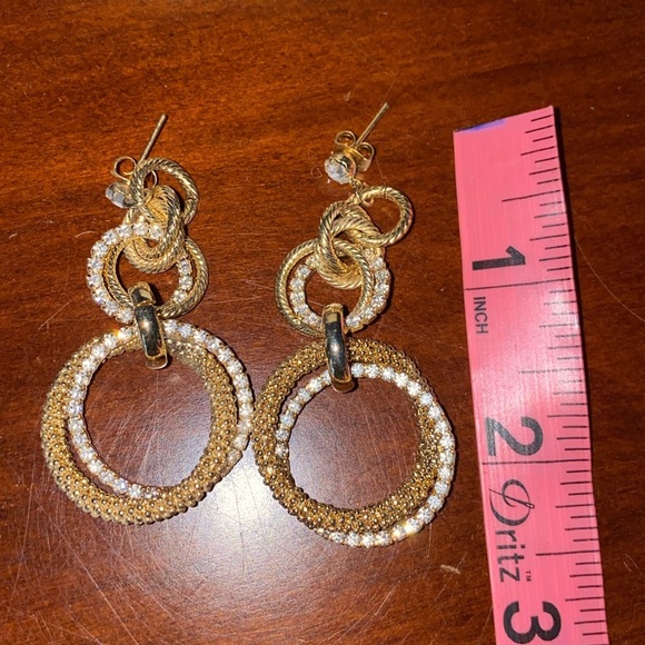 Sparkle Circle CZ Gold Tone Earrings - Picture 2 of 2